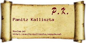 Panitz Kalliszta névjegykártya